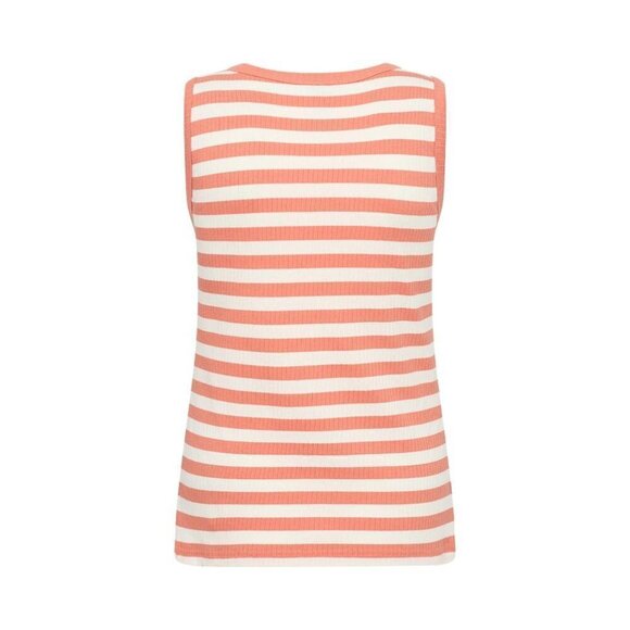 NWT SOYA CONCEPT Djaka 1 Papaya & White Striped & Ribbed Tank Top - Picture 5 of 5